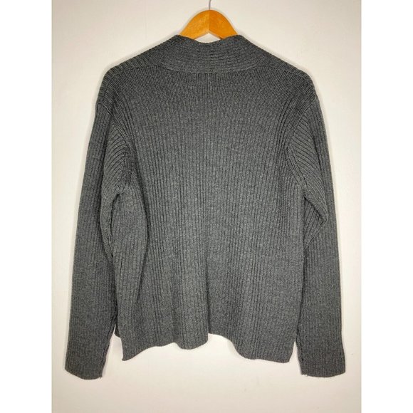 Eileen Fisher Women's Medium Gray 100% Merino Wool Cardigan Knit Sweater - Picture 6 of 7